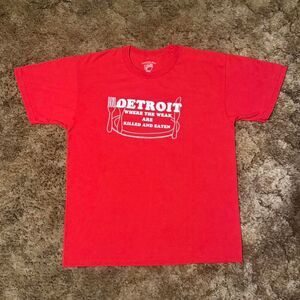 Y2K Detroit Humor T-Shirt Tee Red Large